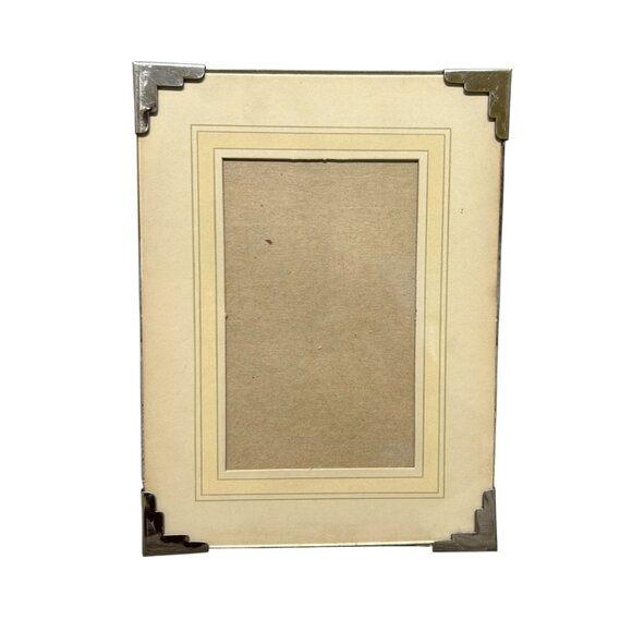 Vintage Art Deco Glass with Metal Corner Easel Back Frame - Picture 3 of 4